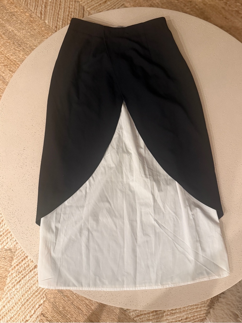 Commense Black Overlay High-Low Skirt with White Underlayer